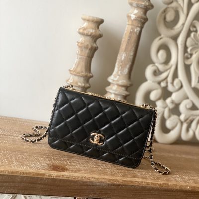 Chanel Replica Wallet On Chain in Black - Ap1450