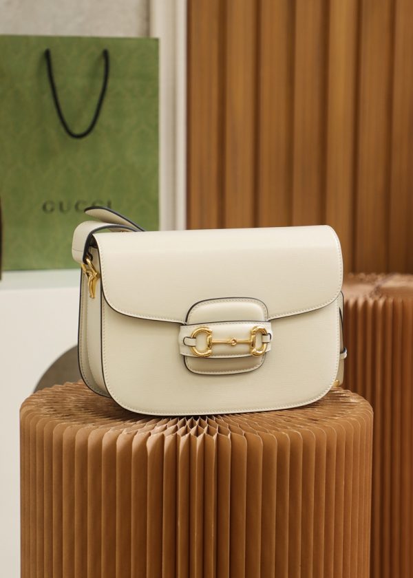 Replica Gucci Horsebit Shoulder Bag White Leather 602204 - Image 9