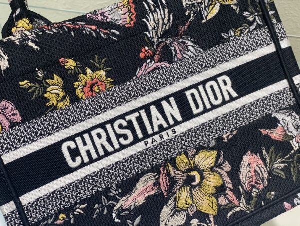Replica Dior Book Tote: Black & Multicolor Botanique Embroidery - Image 7