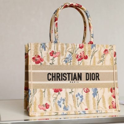 Replica DiorBook Tote: Natural Multicolor Raffia Embroidered Design
