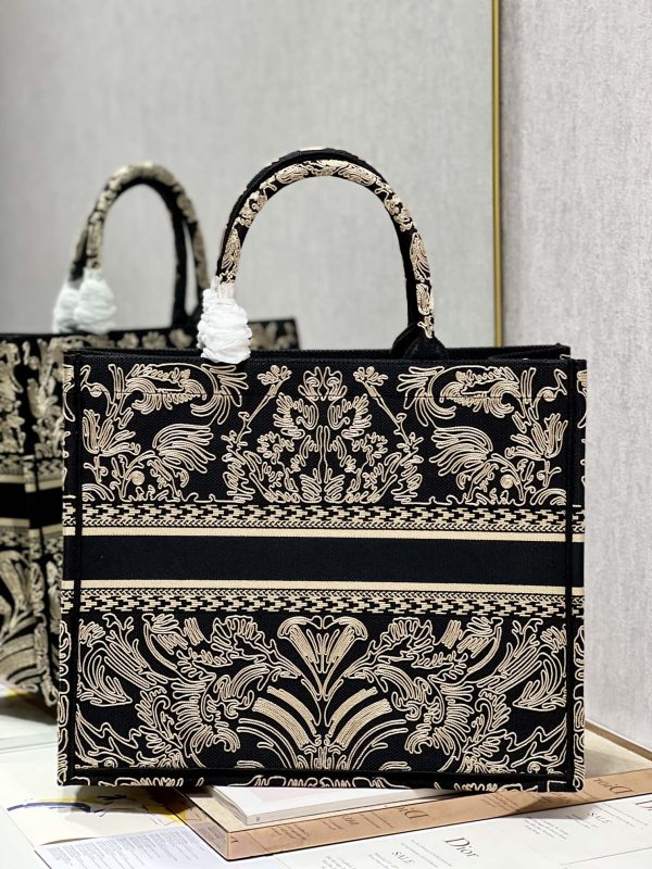 Replica Dior Book Tote – Black & White Cornely Embroidery - Image 7