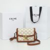 Best Replicas Bags - Replica Celine Teen Triomphe Bag - White Canvas & Calfskin Shop For Best Louis Vuitton LV Replica Bags With Cheap Price