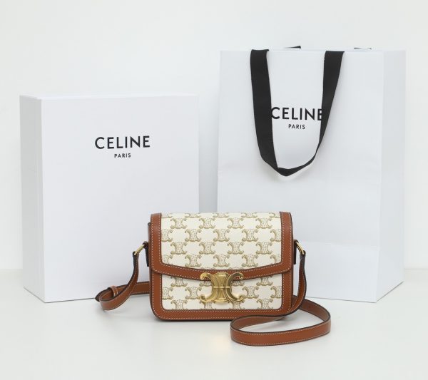 Replica Celine Teen Triomphe Bag - White Canvas & Calfskin - Image 7