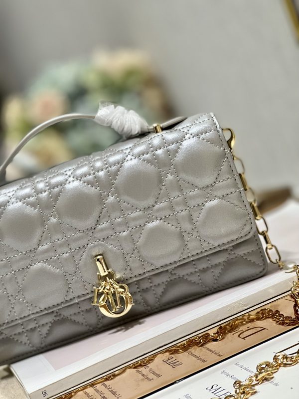 Replica Dior Miss Mini Bag - Metallic Gray Lambskin Elegance - Image 8