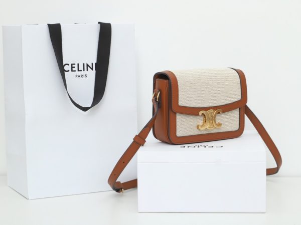 Celine Teen Triomphe Replica Bag - Textile & Calfskin - Image 9