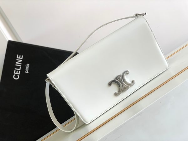 White Celine Triomphe Trapeze Calfskin Replica Bag