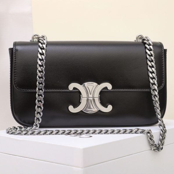 Celine Triomphe Replica Shoulder Bag - Shiny Calfskin Silver - Image 8