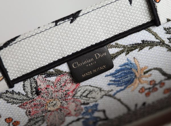 Dior Book Tote Replica – White Multicolor Petites Fleurs Embroidery - Image 5