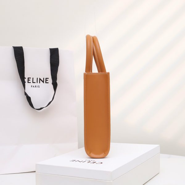 Celine Mini Vertical Cabas Replica - Textile & Calfskin Print - Image 6