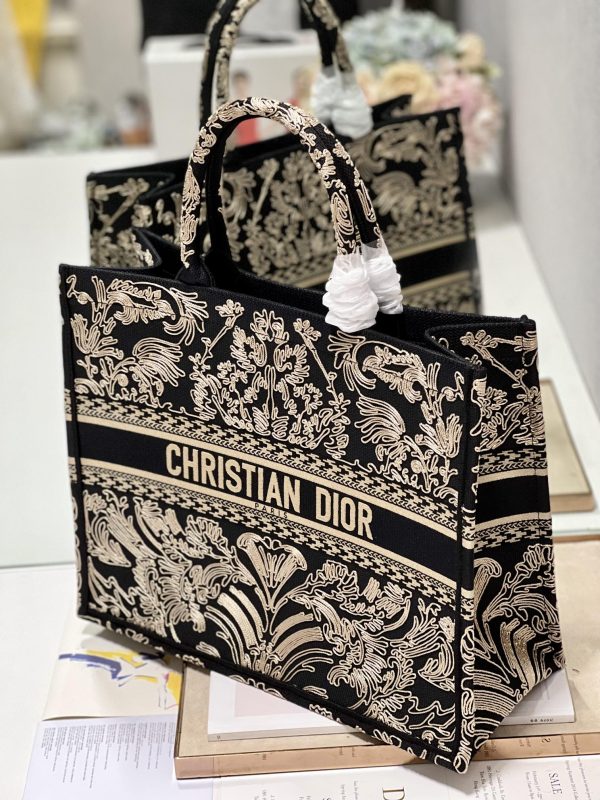 Replica Dior Book Tote – Black & White Cornely Embroidery - Image 5