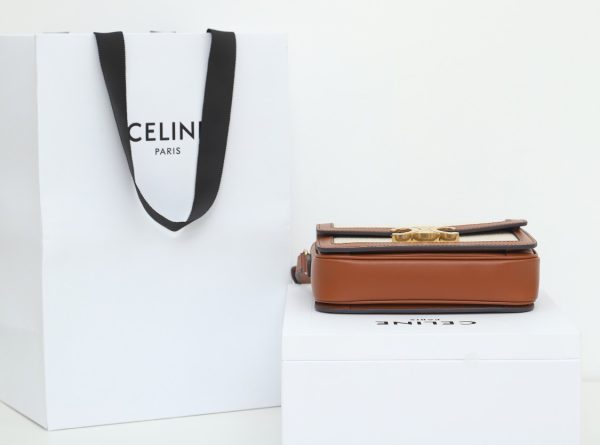 Celine Teen Triomphe Replica Bag - Textile & Calfskin - Image 3