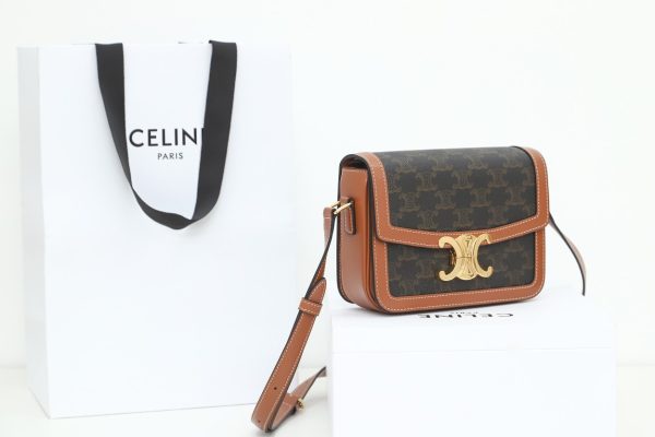 Black Celine Teen Triomphe Replica Bag - Canvas & Calfskin - Image 9