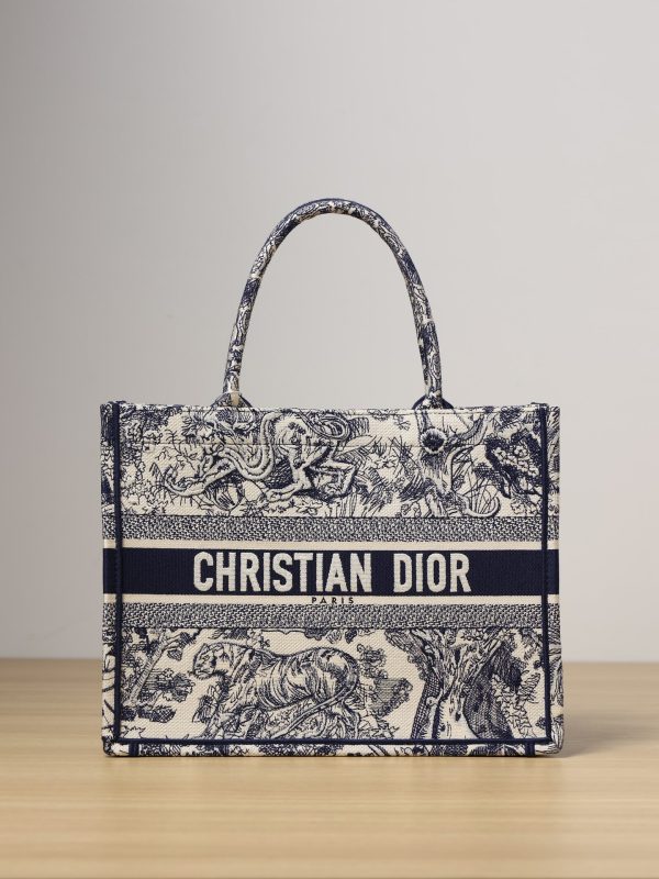 Replica Dior Medium Book Tote Blue Toile Jouy Embroidery M1295Ztdt_M808