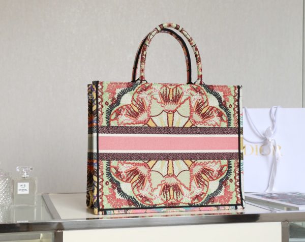 Replica Dior Book Tote: Large Powder Pink Jardin Magique Embroidery - Image 5