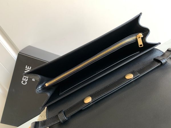 Celine Trapeze Triomphe Bag – Black Shiny Calfskin Replica - Image 6