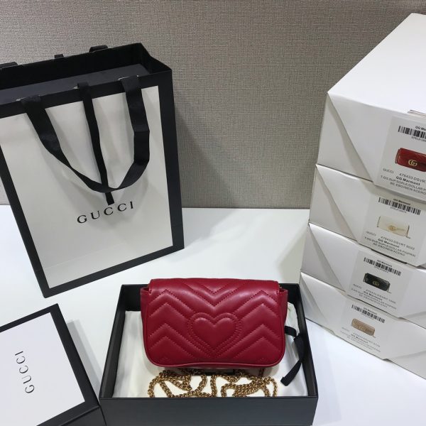 Replica Gucci GG Marmont Super Mini Red Bag 476433 - Image 4