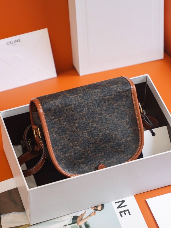 Celine Medium Triomphe Canvas & Calfskin Replica Folco Bag - Image 7