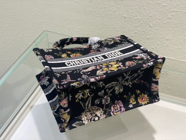 Replica Dior Book Tote: Black & Multicolor Botanique Embroidery - Image 4