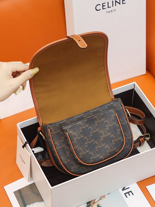 Celine Medium Triomphe Canvas & Calfskin Replica Folco Bag - Image 6