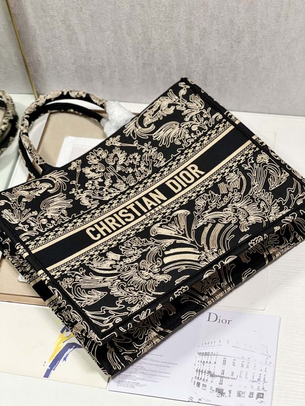 Replica Dior Book Tote – Black & White Cornely Embroidery - Image 2