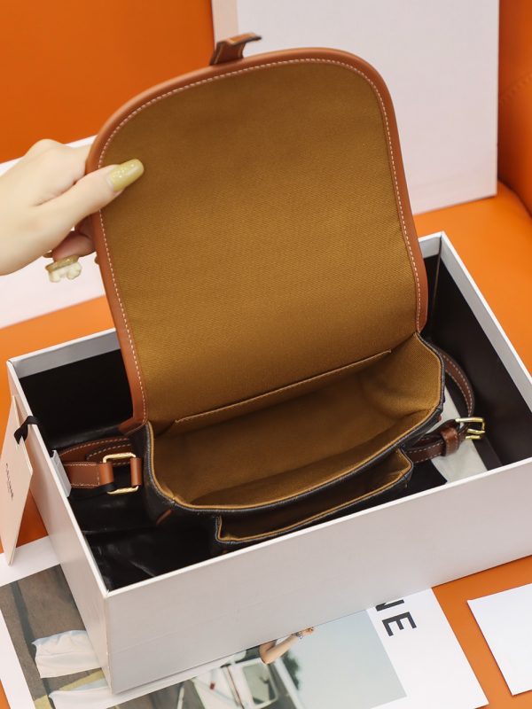 Celine Medium Triomphe Canvas & Calfskin Replica Folco Bag - Image 5