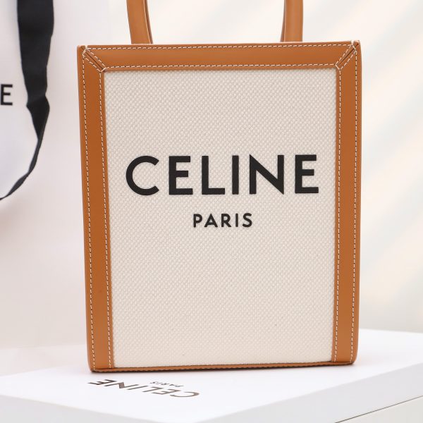 Celine Mini Vertical Cabas Replica - Textile & Calfskin Print - Image 7