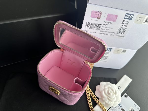 Replica Chanel Pink Calfskin Clutch with Chain & Gold Accents AP3203 - Image 5