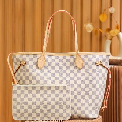 Replica LV Damier Azur Neverfull Tote White PM/MM/GM