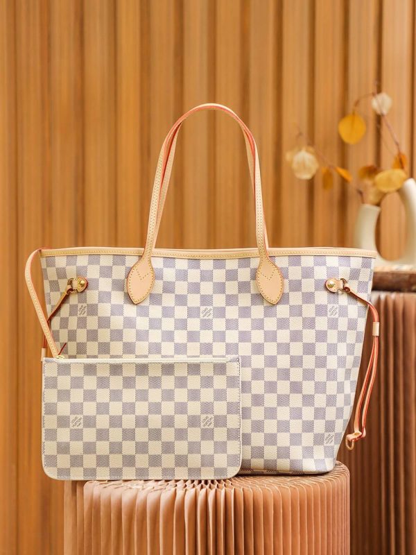 Replica LV Damier Azur Neverfull Tote White PM/MM/GM