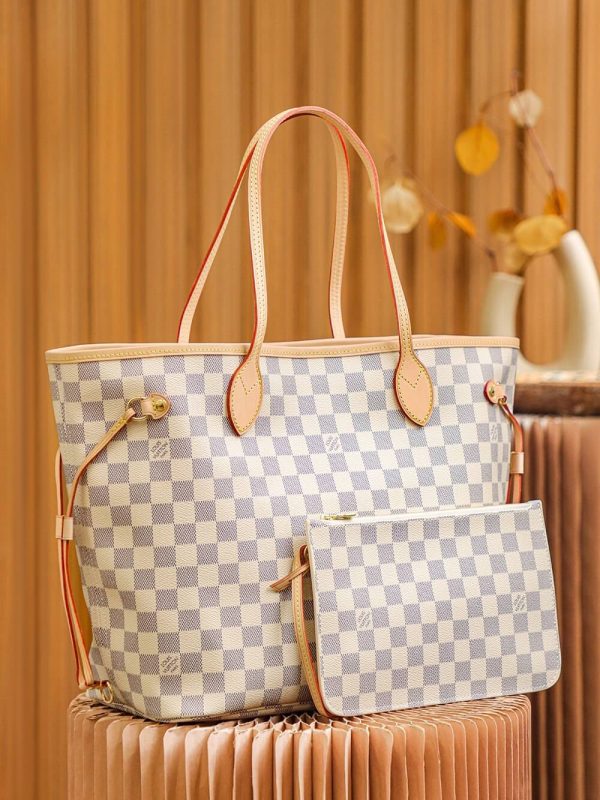 Replica LV Damier Azur Neverfull Tote White PM/MM/GM - Image 8