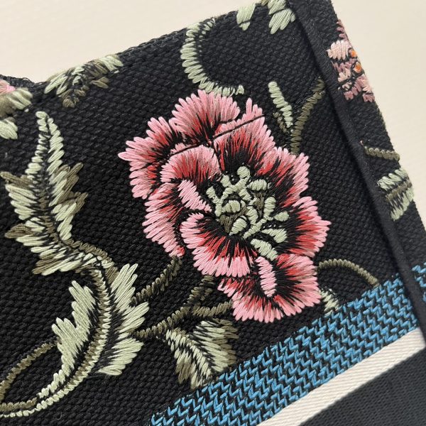 Replica Dior Book Tote Medium Black Multicolor Dior Petites Fleurs - Image 5
