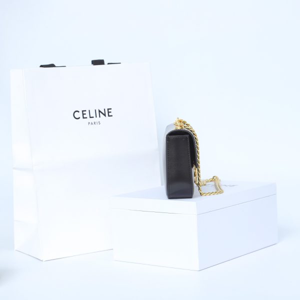 Celine Triomphe Shiny Calfskin Gold Chain Shoulder Bag Replica - Image 5