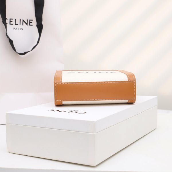 Celine Mini Vertical Cabas Replica - Textile & Calfskin Print - Image 3
