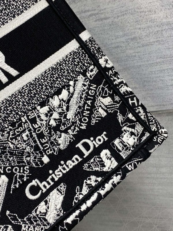 Replica Dior Book Tote - Black & White Paris Embroidery - Image 9