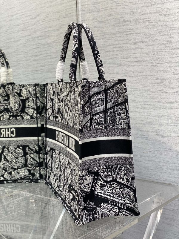 Dior Book Tote Replica - Black & White Paris Embroidery - Image 5
