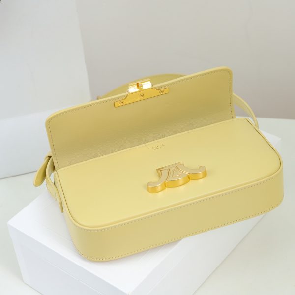 Replica Celine Triomphe Calfskin Shoulder Bag - Yellow Shine - Image 4