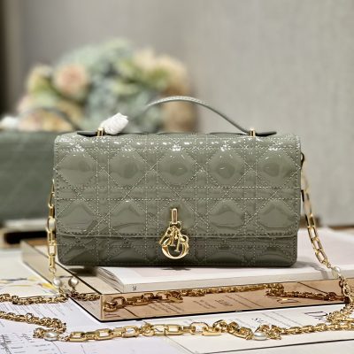Dior Miss Mini Bag Replica in Rock Gray Patent Calfskin