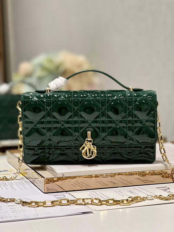 Replica Dior Miss Mini Bag in Rose Pine Green Patent