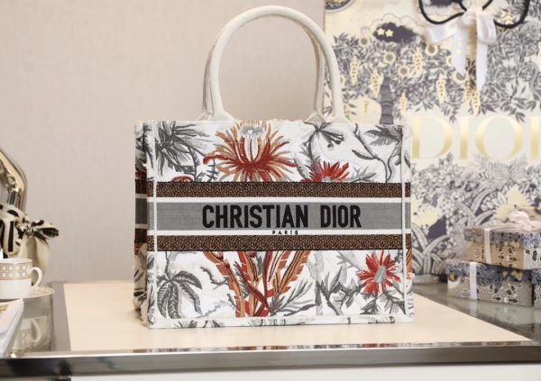 Replica DiorBook Tote – White Multicolor Petites Fleurs Embroidery