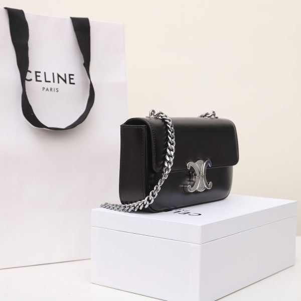 Celine Triomphe Replica Shoulder Bag - Shiny Calfskin Silver - Image 9