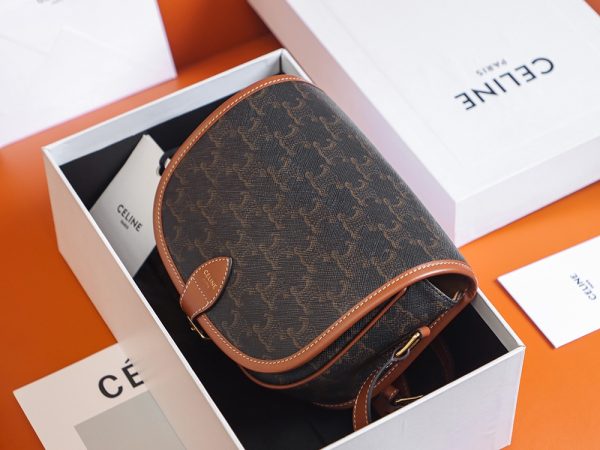Celine Medium Triomphe Canvas & Calfskin Replica Folco Bag - Image 4