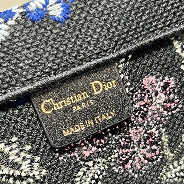 Dior Book Tote Replica Black Multicolor Petites Fleurs Embroidery - Image 4