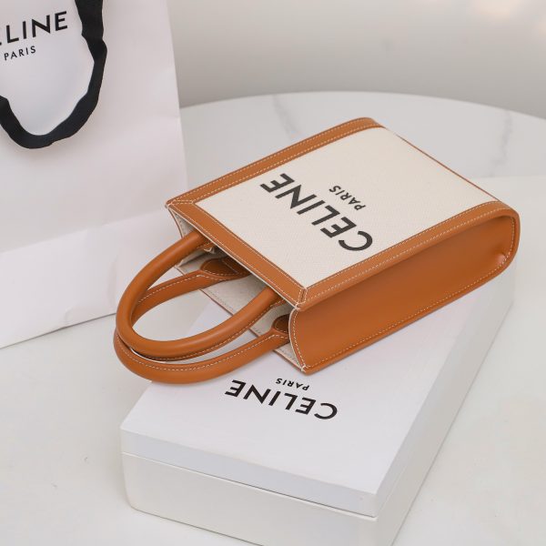 Celine Mini Vertical Cabas Replica - Textile & Calfskin Print - Image 5