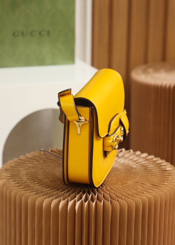 Gucci Horsebit 1955 Shoulder Bag - Yellow Leather Replica - Image 8