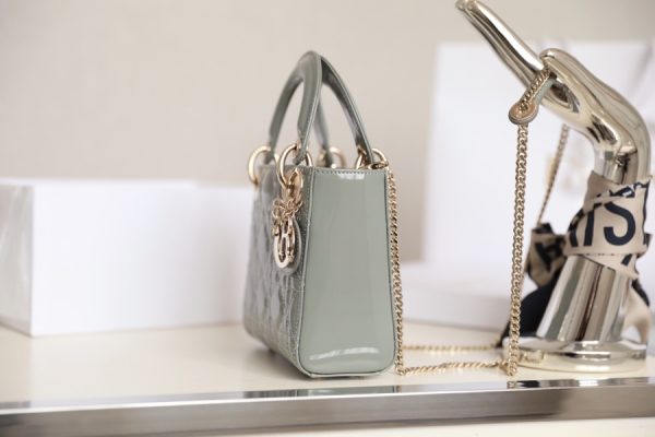 Replica Dior Mini Lady Dior Bag - Cloud Blue Patent Calfskin - Image 7