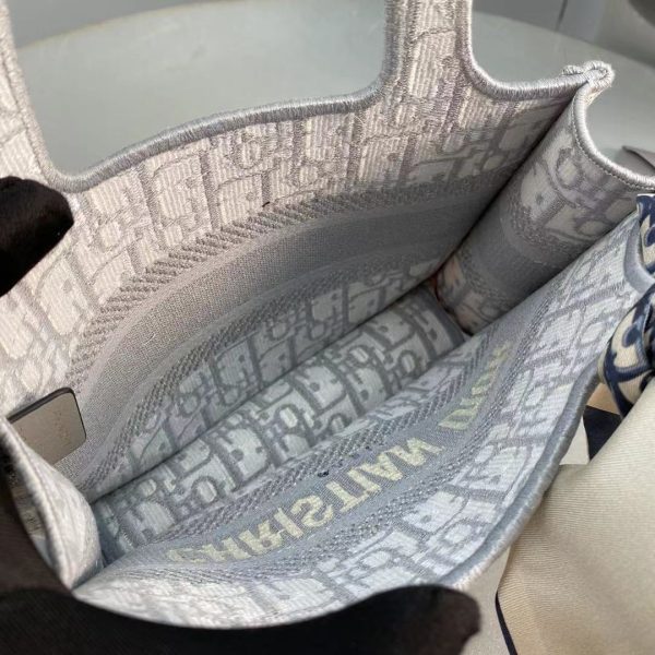 Replica Dior Book Tote Small Gray Oblique Embroidery Bag - Image 3
