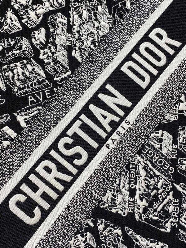 Dior Book Tote Replica - Black & White Paris Embroidery - Image 9