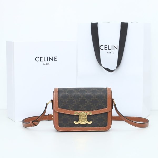 Black Celine Teen Triomphe Replica Bag - Canvas & Calfskin - Image 2