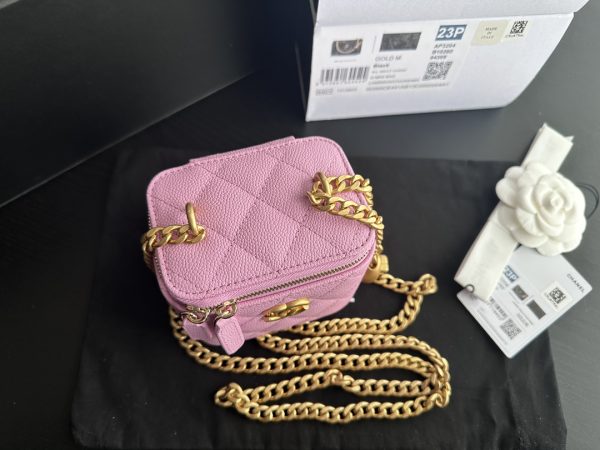 Replica Chanel Pink Calfskin Clutch with Chain & Gold Accents AP3203 - Image 8