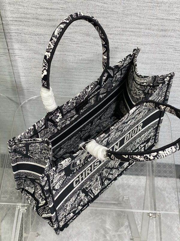 Replica Dior Book Tote - Black & White Paris Embroidery - Image 7